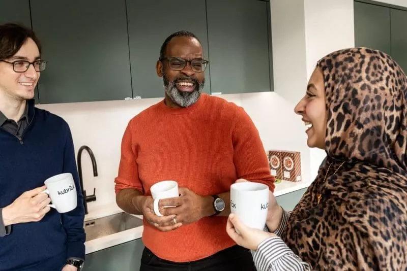 Coffee break in kitchen stood