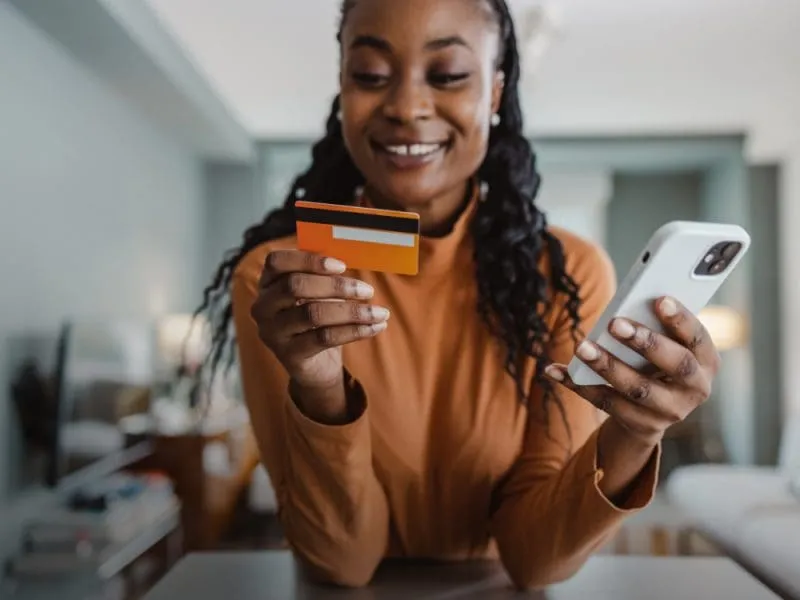 Woman banking online